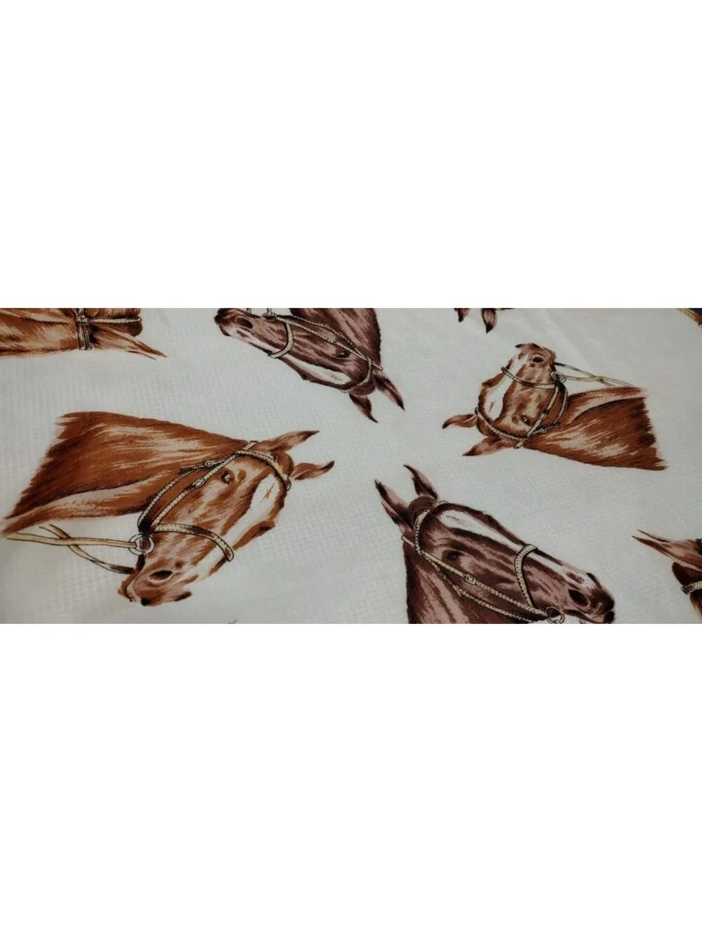 Vintage 40s 5os Horses Satin Brown Scarf Mens Country Chic Ranchwear Horse Faces